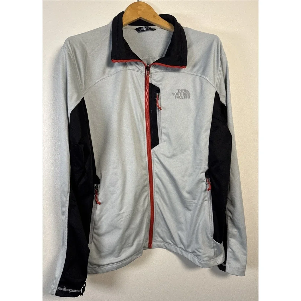 Vintage The North Face Jacket Men XL  Gray Fleece Full Zip Mock Neck  Outdoors